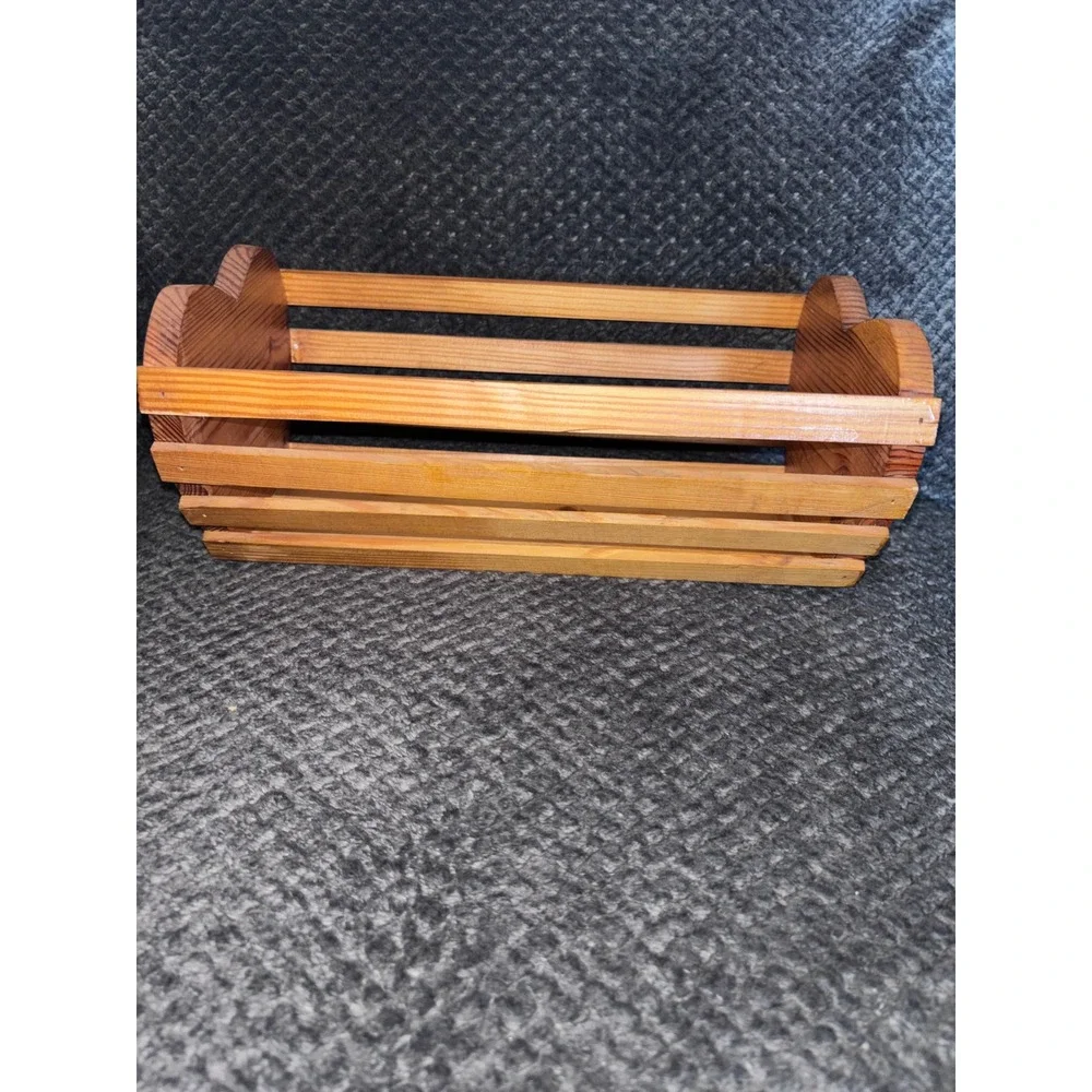 Title: Rustic Wooden Heart Shaped Basket Country Cottage Farmhouse Decor